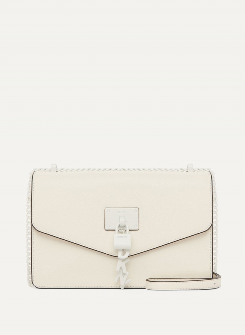 Women's Dkny Elissa Large Flap Shoulder Bags White | S0730849