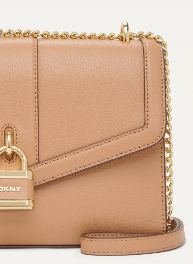 Women's Dkny Ella Large Shoulder Flap Crossbody Bags Brown | Z8336148