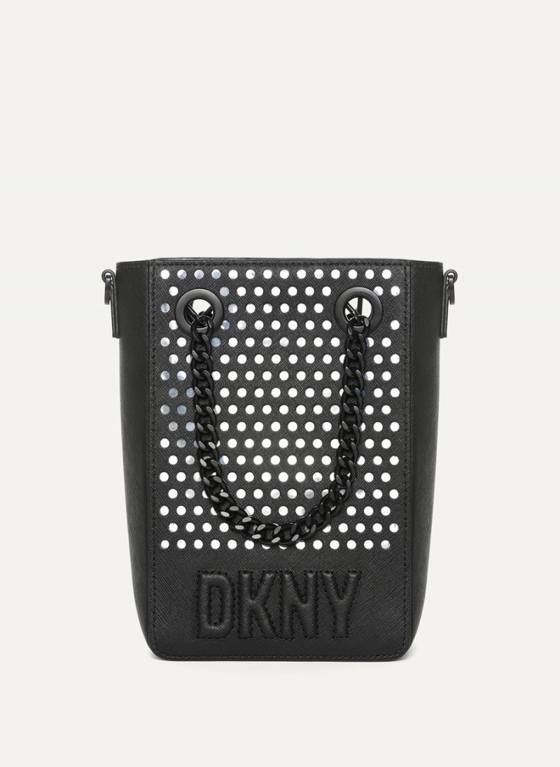 Women's Dkny Essex Saffiano North-South Crossbody Bags Black | Z9732288