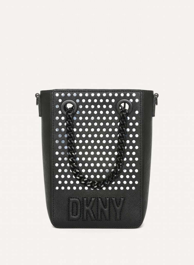 Women's Dkny Essex Saffiano North-South Crossbody Bags Black | Z9732288