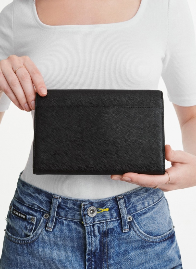 Women's Dkny Essex Saffiano Slim Crossbody Bags Black | S1235806