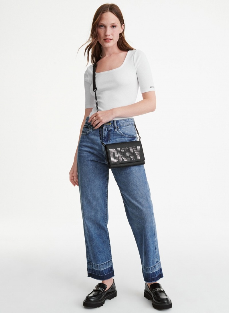 Women's Dkny Essex Saffiano Slim Crossbody Bags Black | S1235806