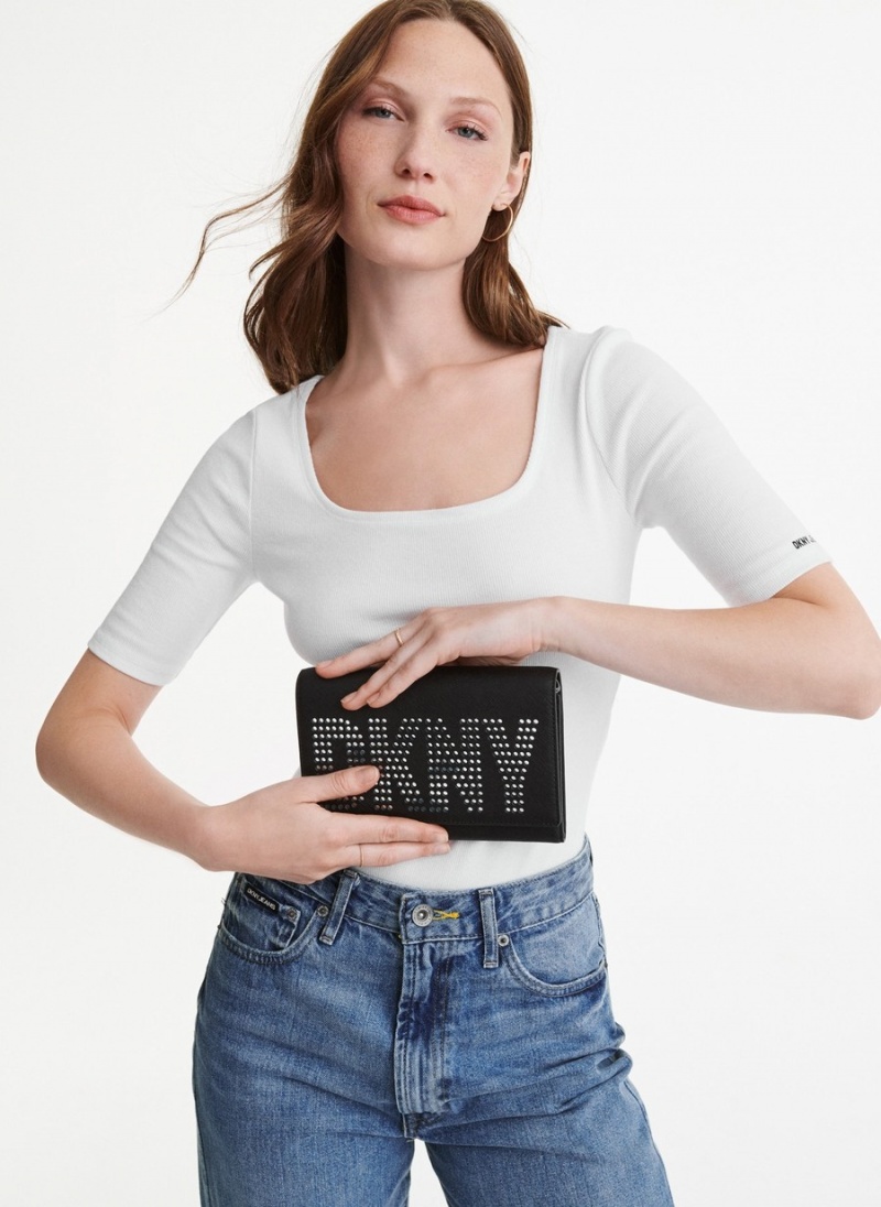 Women's Dkny Essex Saffiano Slim Crossbody Bags Black | S1235806