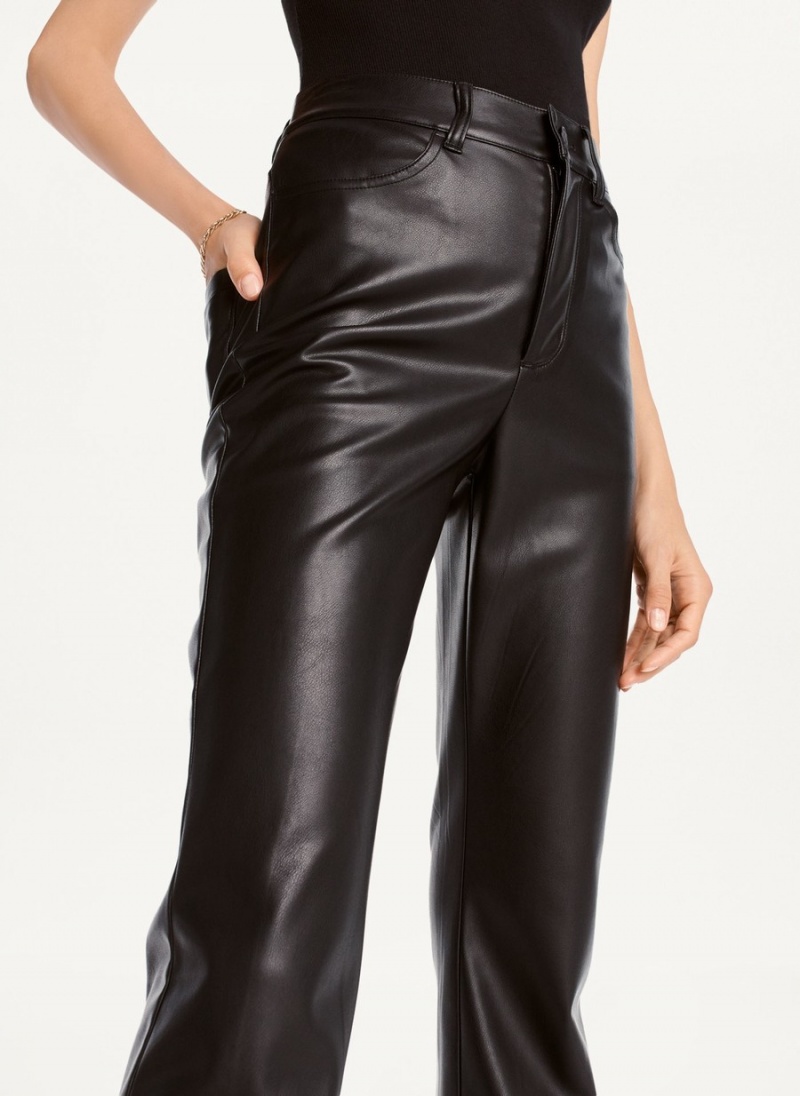 Women's Dkny Faux-Leather Kick Flare Pants Black | E2852301