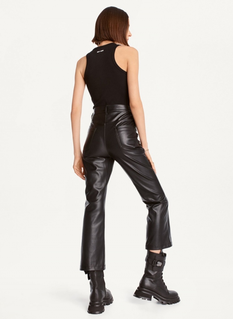 Women's Dkny Faux-Leather Kick Flare Pants Black | E2852301