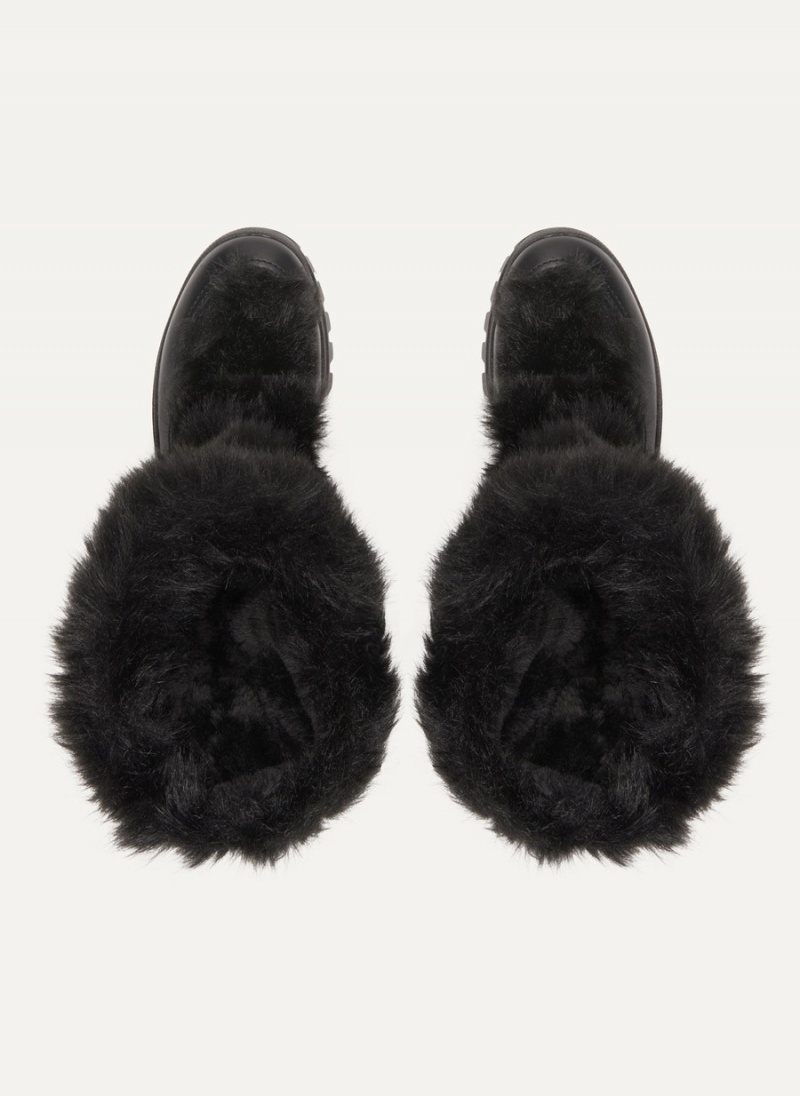 Women's Dkny Faux Fur Lug Sole Boots Black | Q7008366
