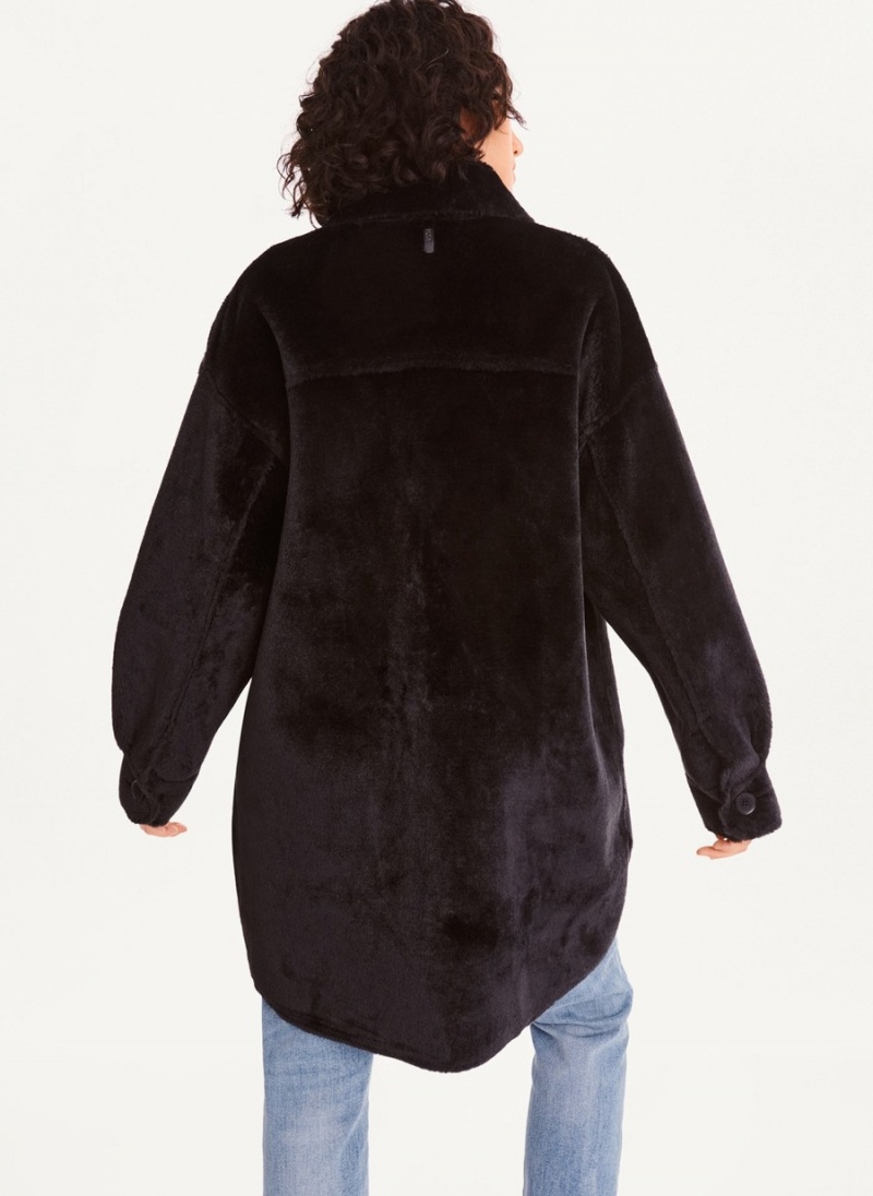 Women's Dkny Faux Fur Shacket Jackets Black | I5097970