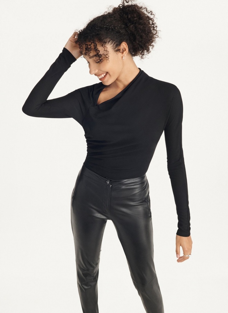 Women's Dkny Faux Leather Skinny With Side Zipper Pants Black | G8695531