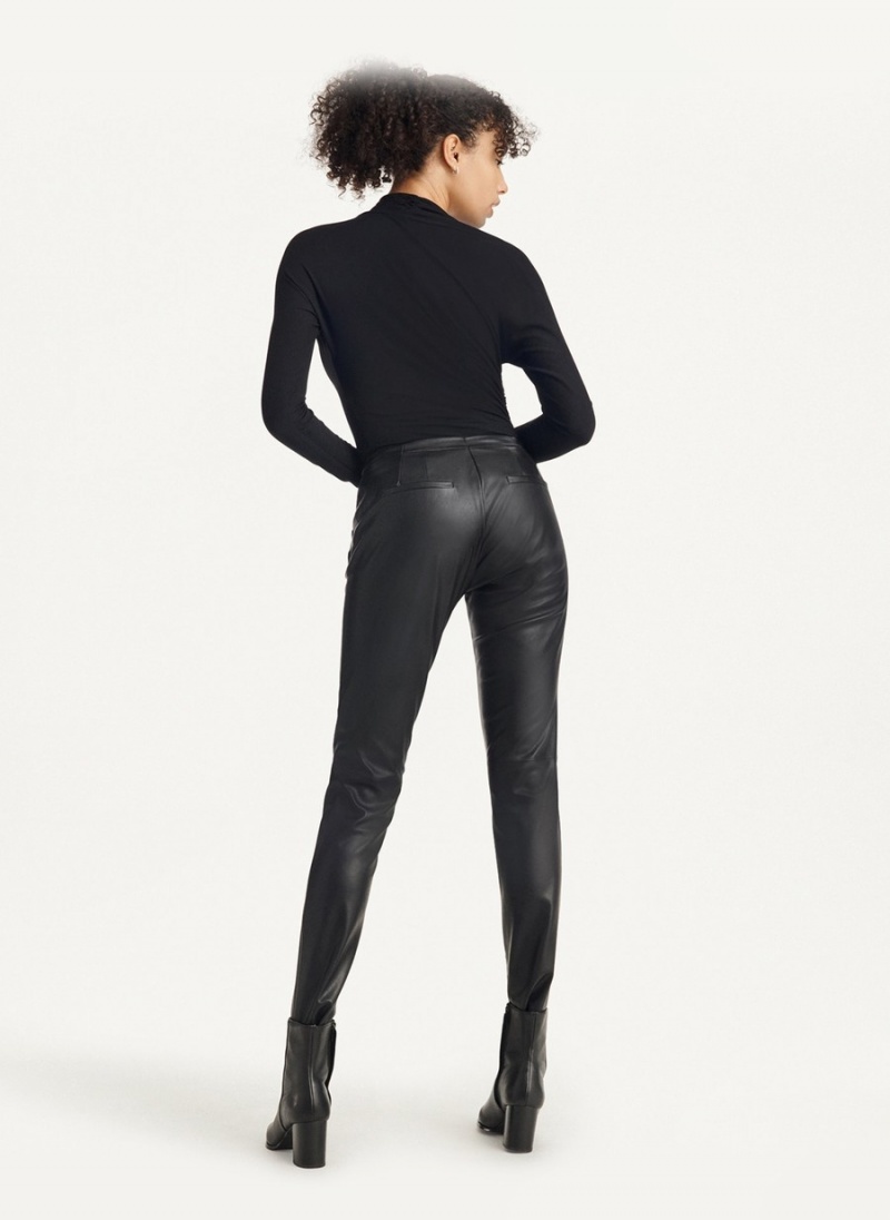 Women's Dkny Faux Leather Skinny With Side Zipper Pants Black | G8695531