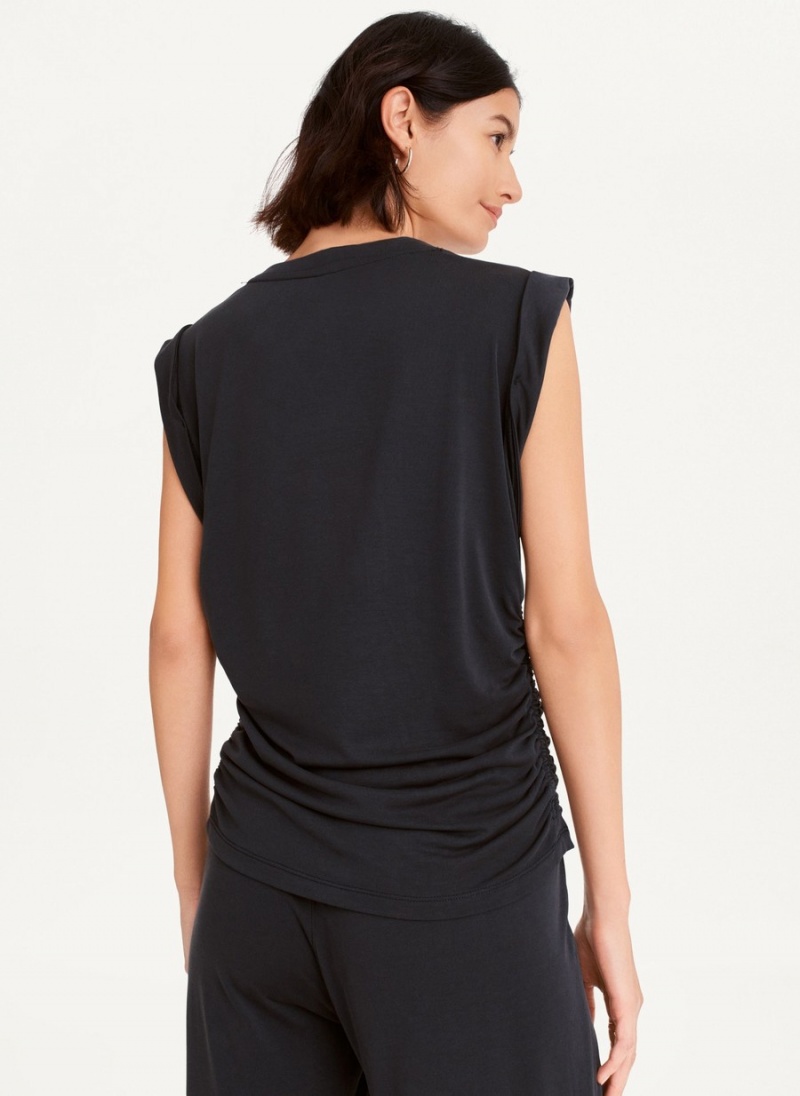 Women's Dkny Flange Sleeve With Side Ruching Blouse Black | B2848677