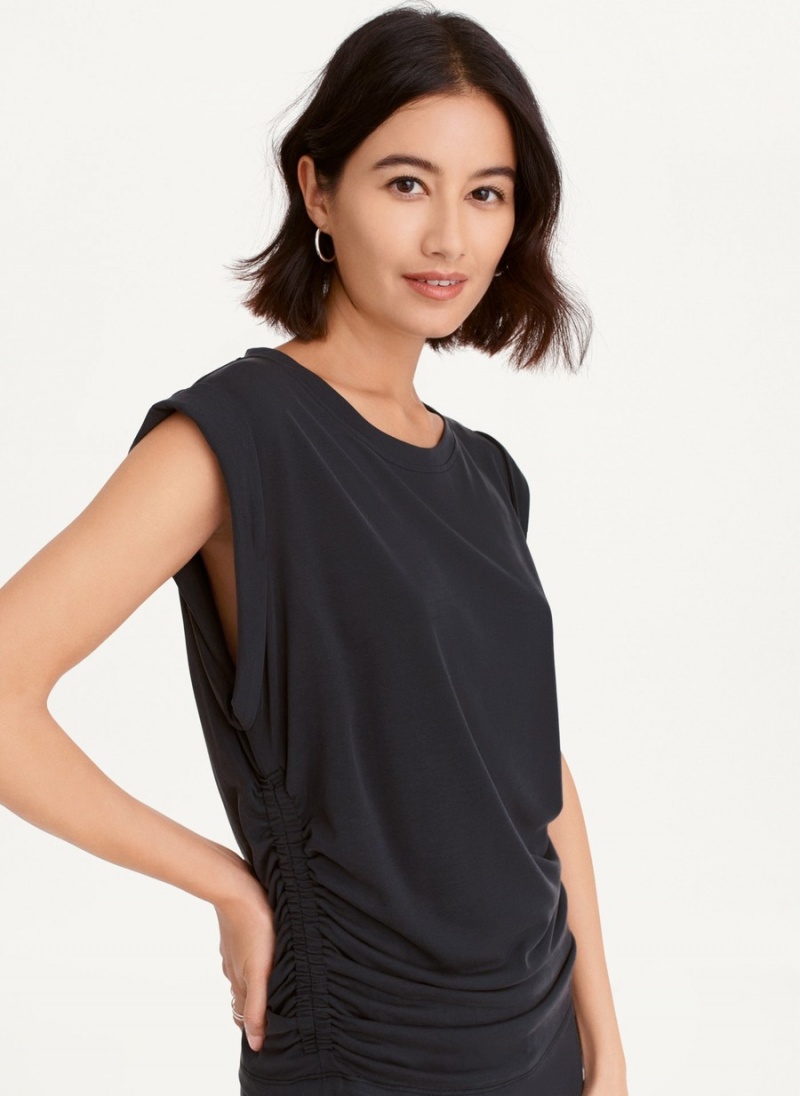 Women's Dkny Flange Sleeve With Side Ruching Blouse Black | B2848677