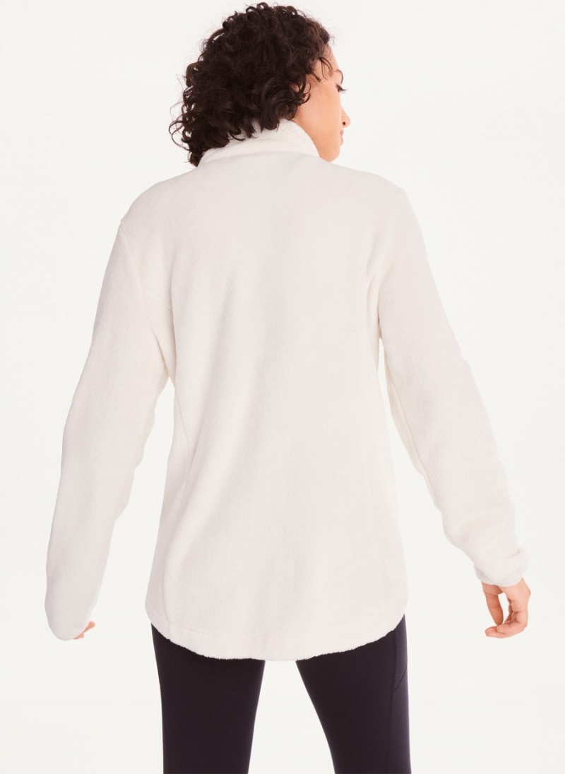 Women's Dkny Fleece Zip Jackets White | T4163071