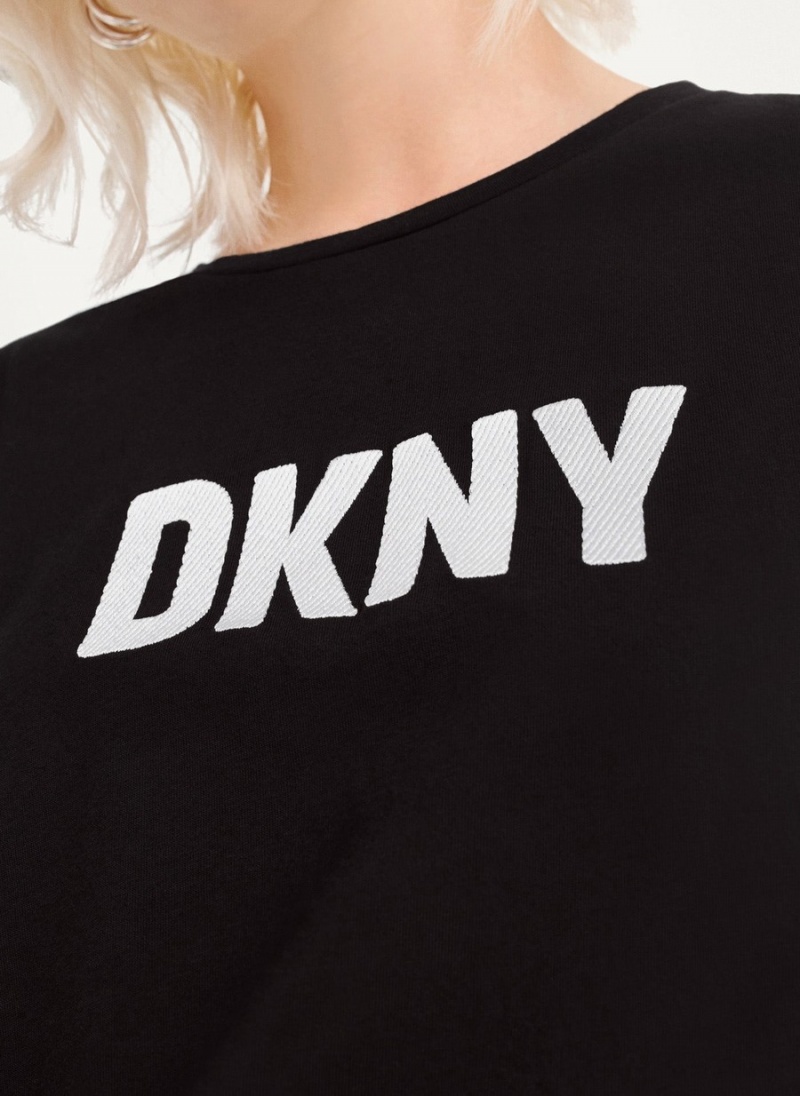 Women's Dkny Foundation Logo T Shirts Black | P0284910