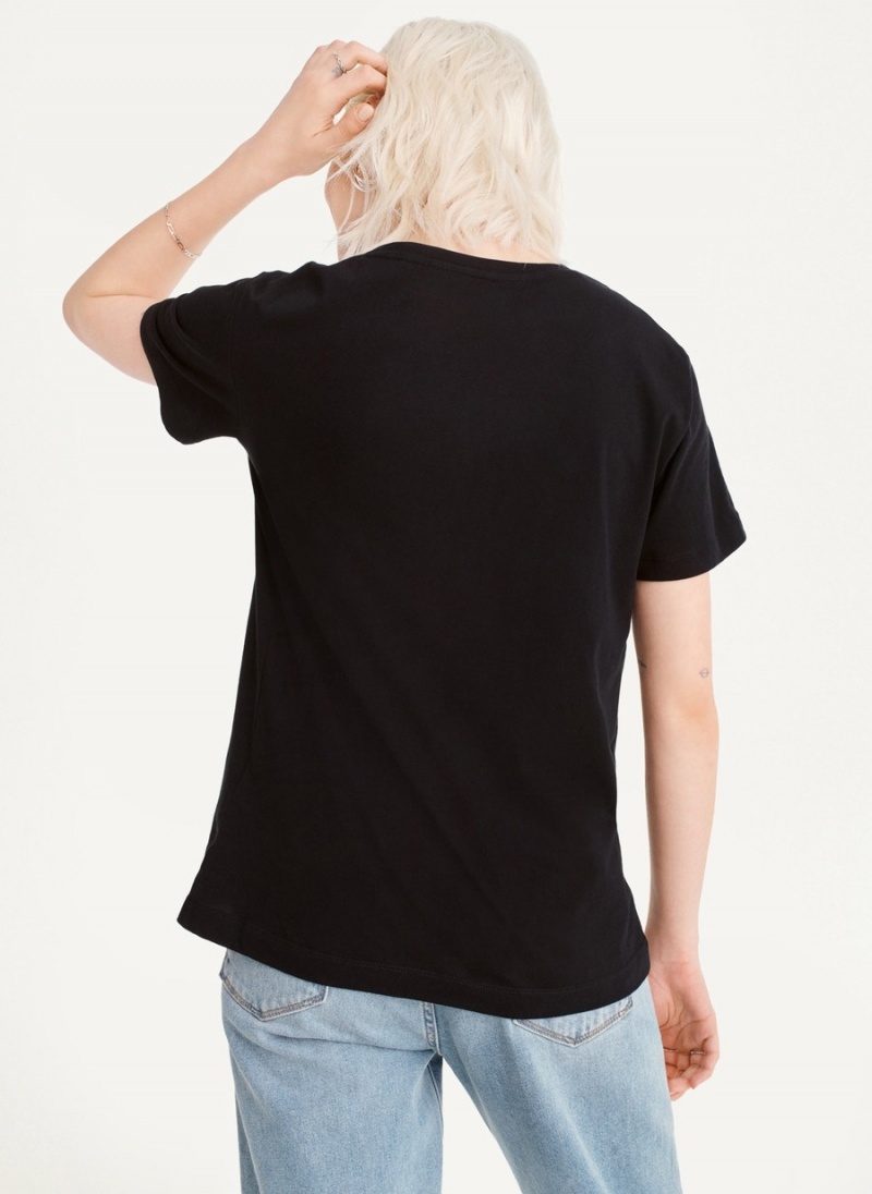 Women's Dkny Foundation Logo T Shirts Black | P0284910
