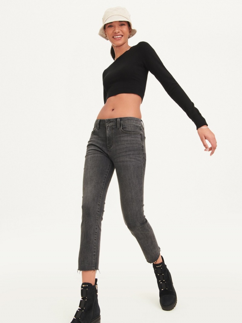 Women's Dkny Foundation Slim Stright Crop With Raw Hem Jeans Grey | M6127066