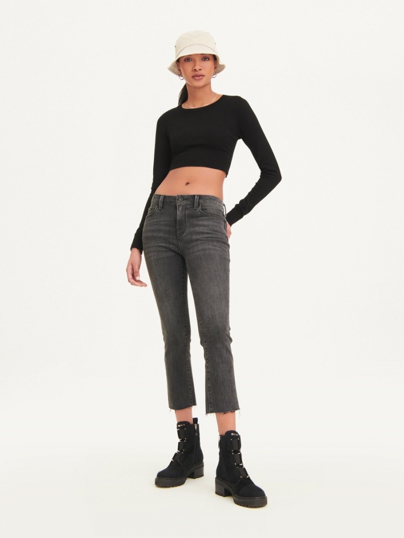 Women\'s Dkny Foundation Slim Stright Crop With Raw Hem Jeans Grey | M6127066