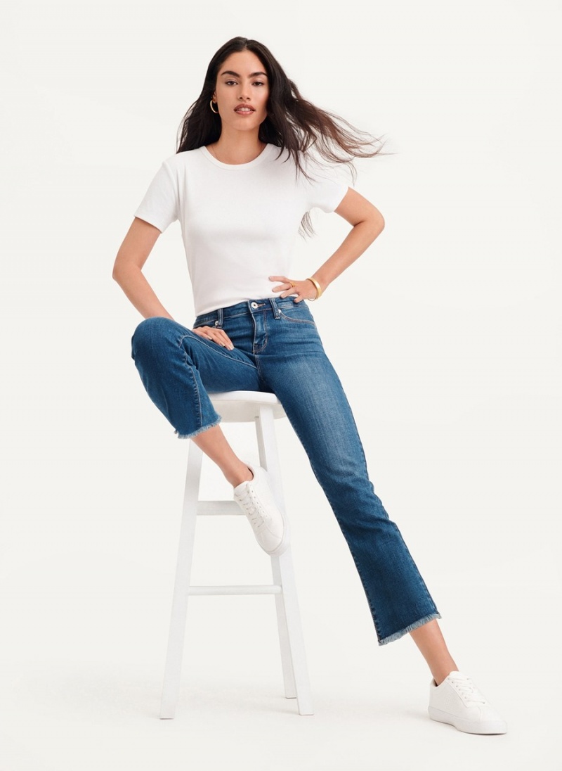 Women's Dkny Foundation - Slim Stright Crop Jeans Blue | F9820676
