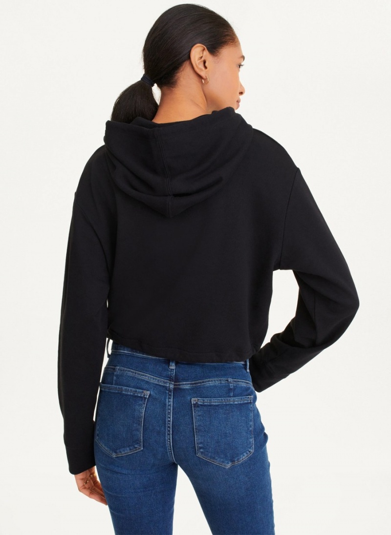 Women's Dkny French Terry Cropped Hoodie Black | P6741023