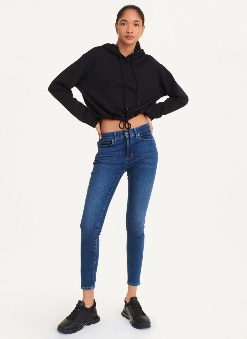 Women\'s Dkny French Terry Cropped Hoodie Black | P6741023
