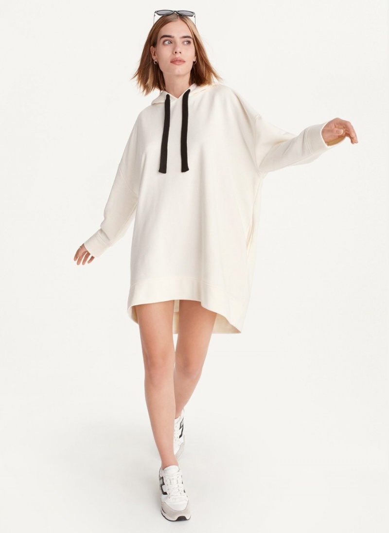 Women\'s Dkny French Terry Oversized Hoodie White | Z3031428