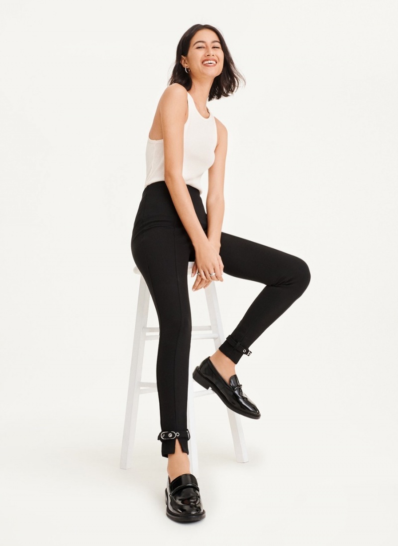 Women's Dkny Front Seam With Buckled Ankle Leggings Black | O5820523