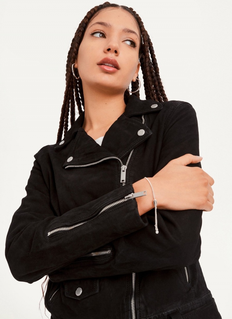 Women's Dkny Garment Dyed Leather Leather Jackets Black | K5741834