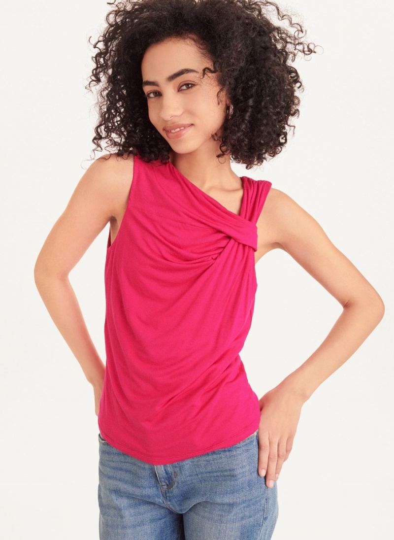 Women's Dkny Gathered Knit Tank Top Pink | B4968593