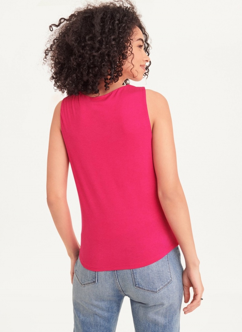Women's Dkny Gathered Knit Tank Top Pink | B4968593