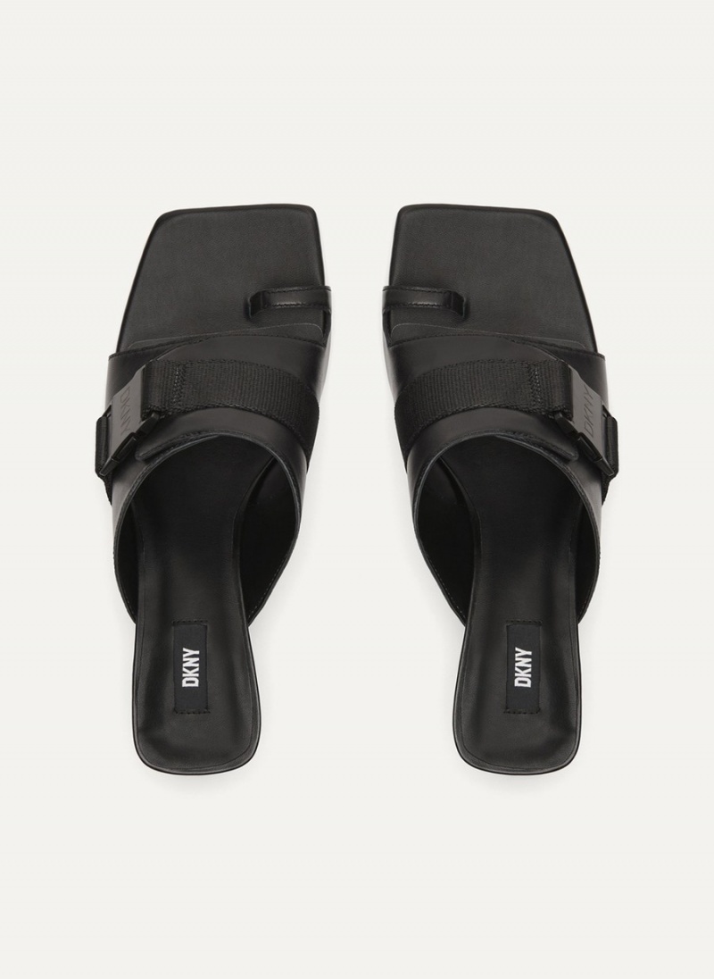 Women's Dkny Heeled Buckle Mules Black | G9837231