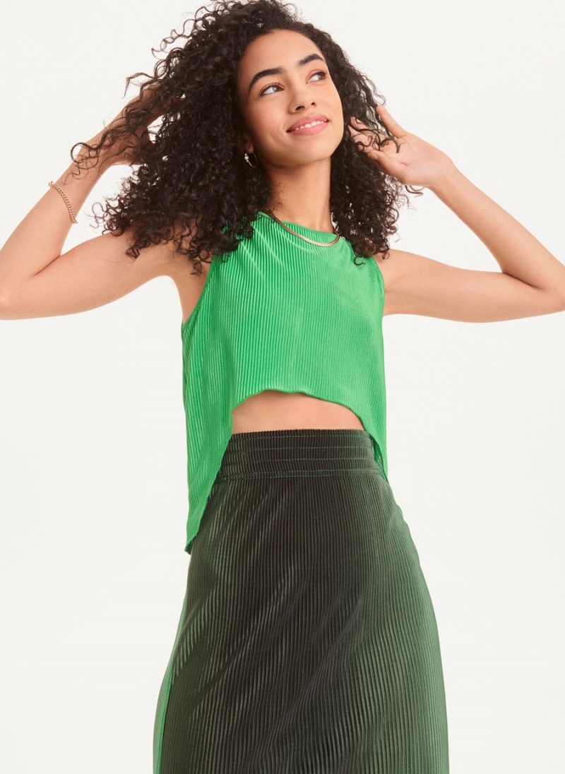 Women's Dkny High Low Shell Tank Top Green | P6652939