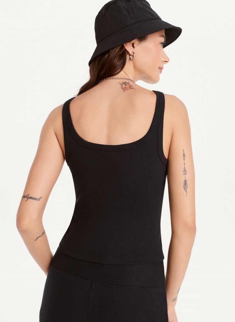 Women's Dkny High Neck Crop Tank Top Black | S1264970