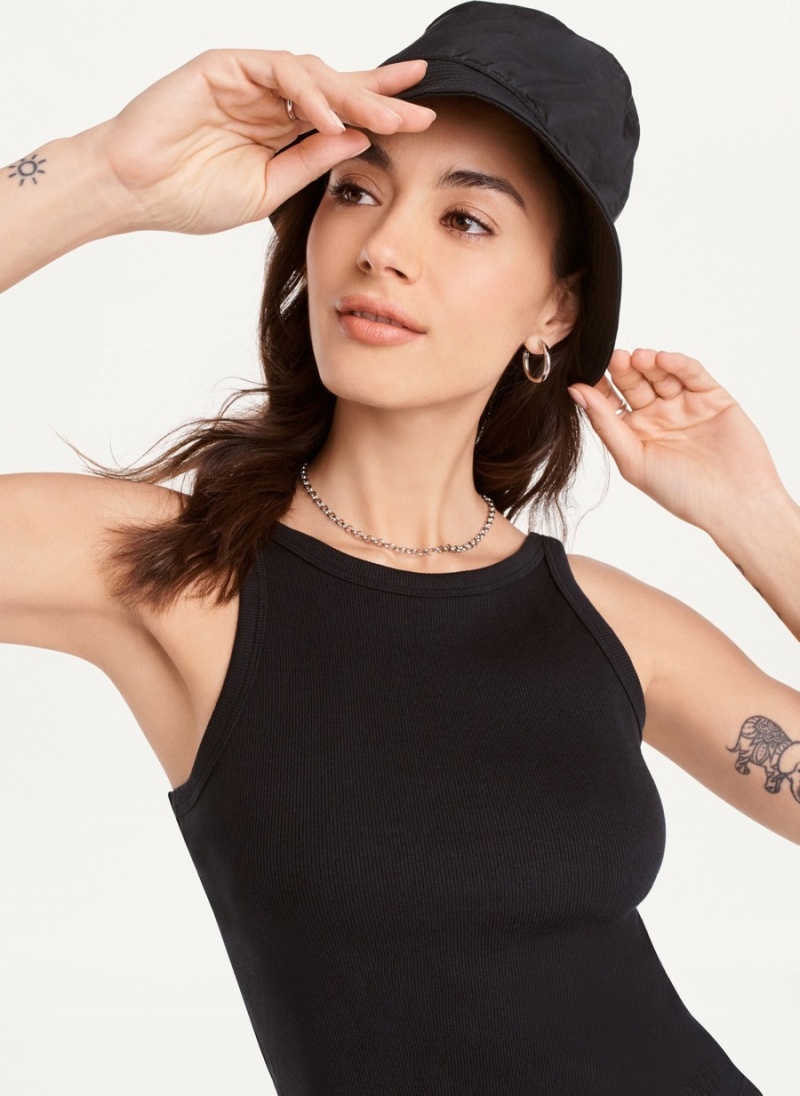 Women's Dkny High Neck Crop Tank Top Black | S1264970
