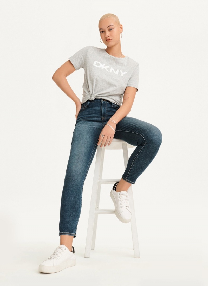 Women's Dkny High Rise Skinnys Jeans Blue | U1311077