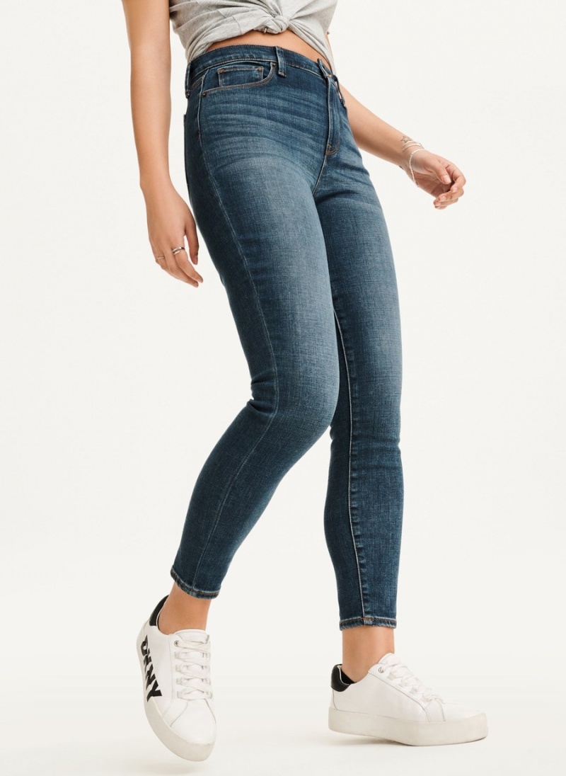 Women's Dkny High Rise Skinnys Jeans Blue | U1311077