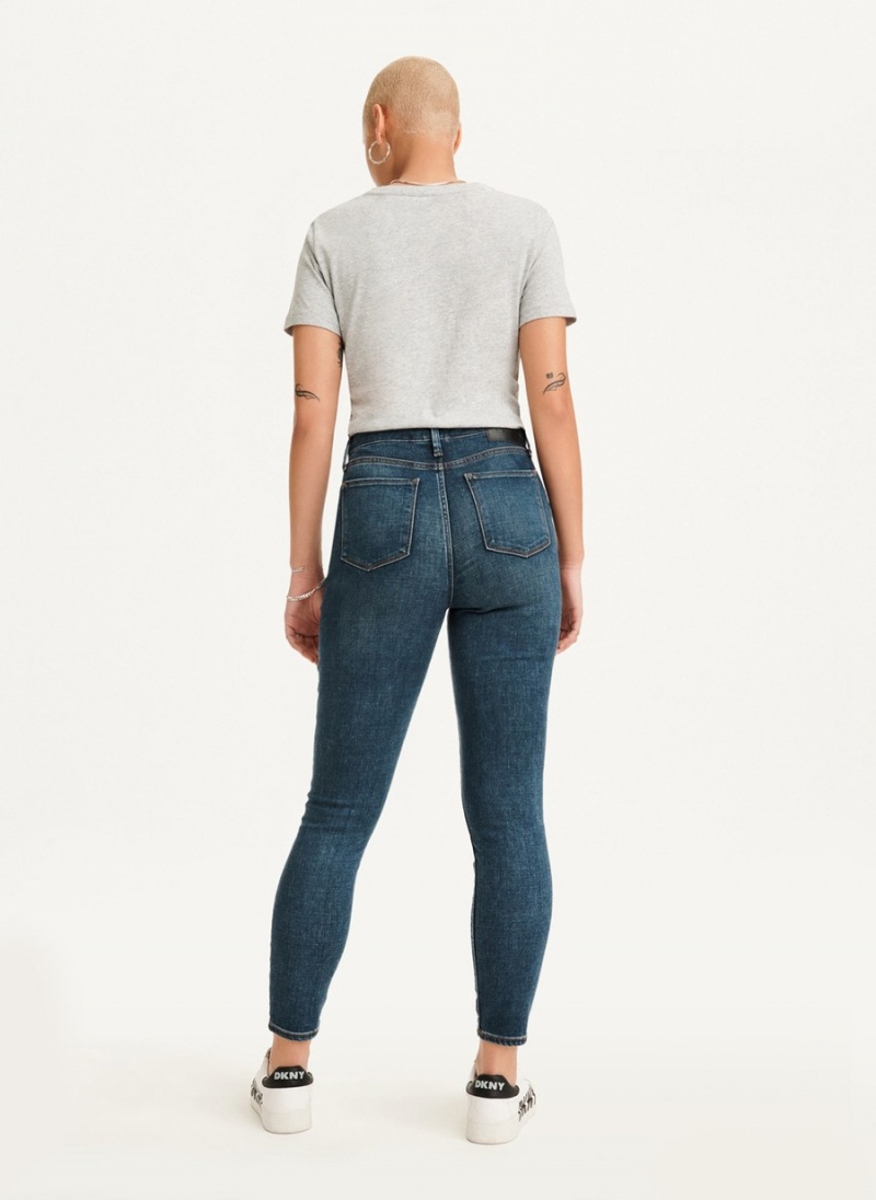 Women's Dkny High Rise Skinnys Jeans Blue | U1311077