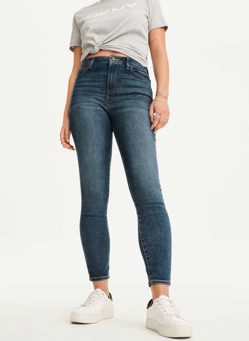 Women's Dkny High Rise Skinnys Jeans Blue | U1311077