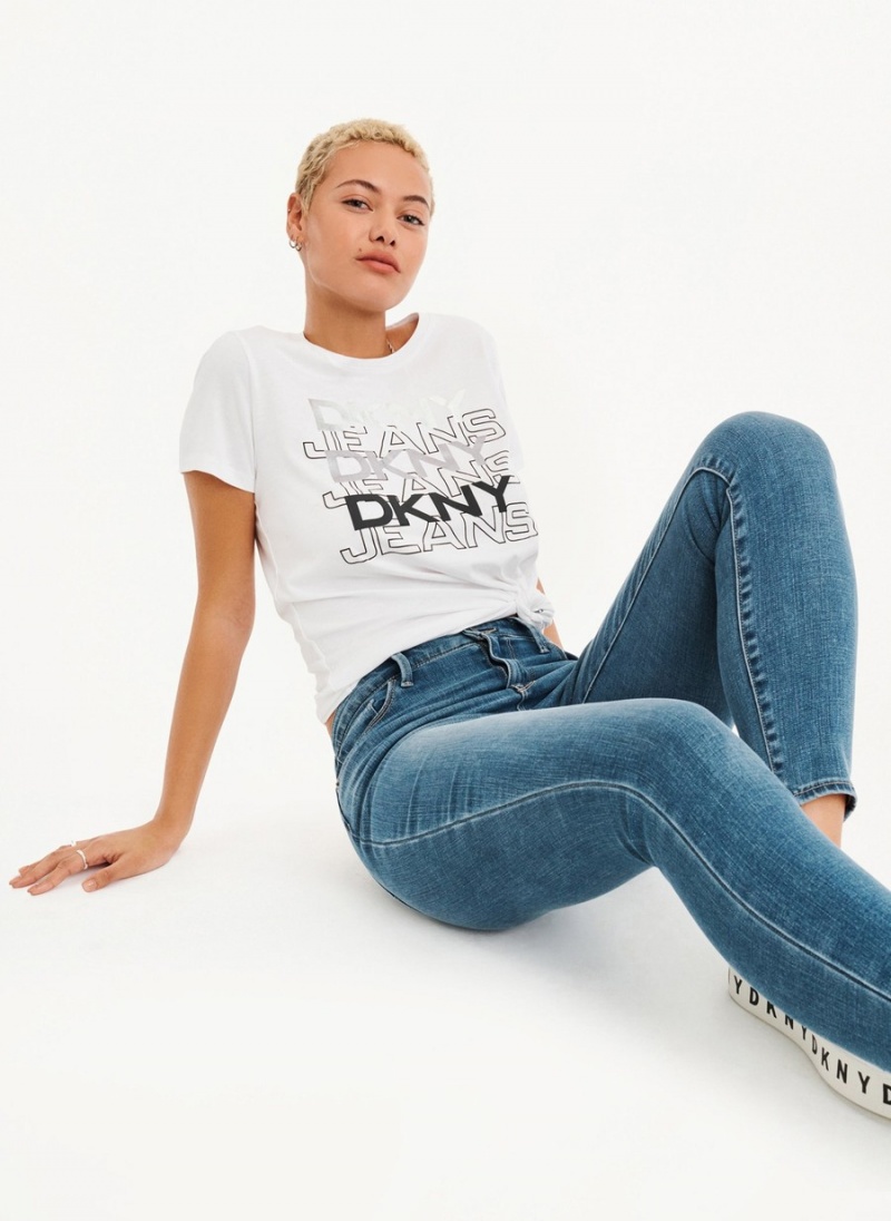 Women's Dkny High Rise Skinnys Jeans Blue | U1311077