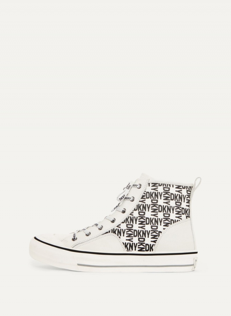 Women\'s Dkny High Top Logo Sneakers White | O3655675