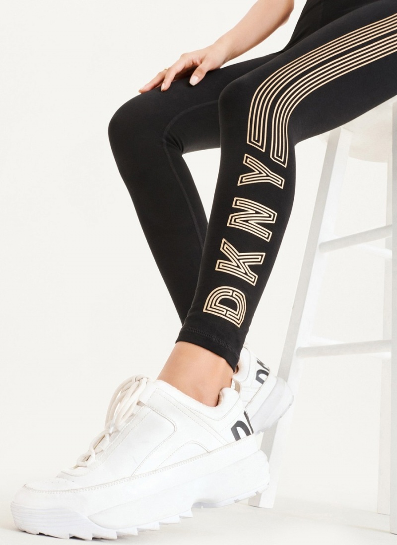 Women's Dkny High Waist Full Length High Density Logo Leggings Black | X9278585