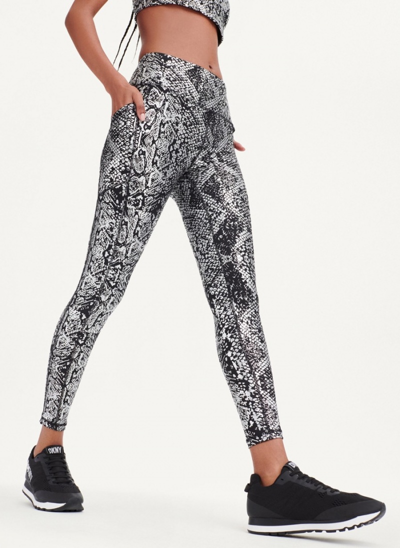 Women's Dkny High Waist Metallic Snake Print Leggings Black | H8071232