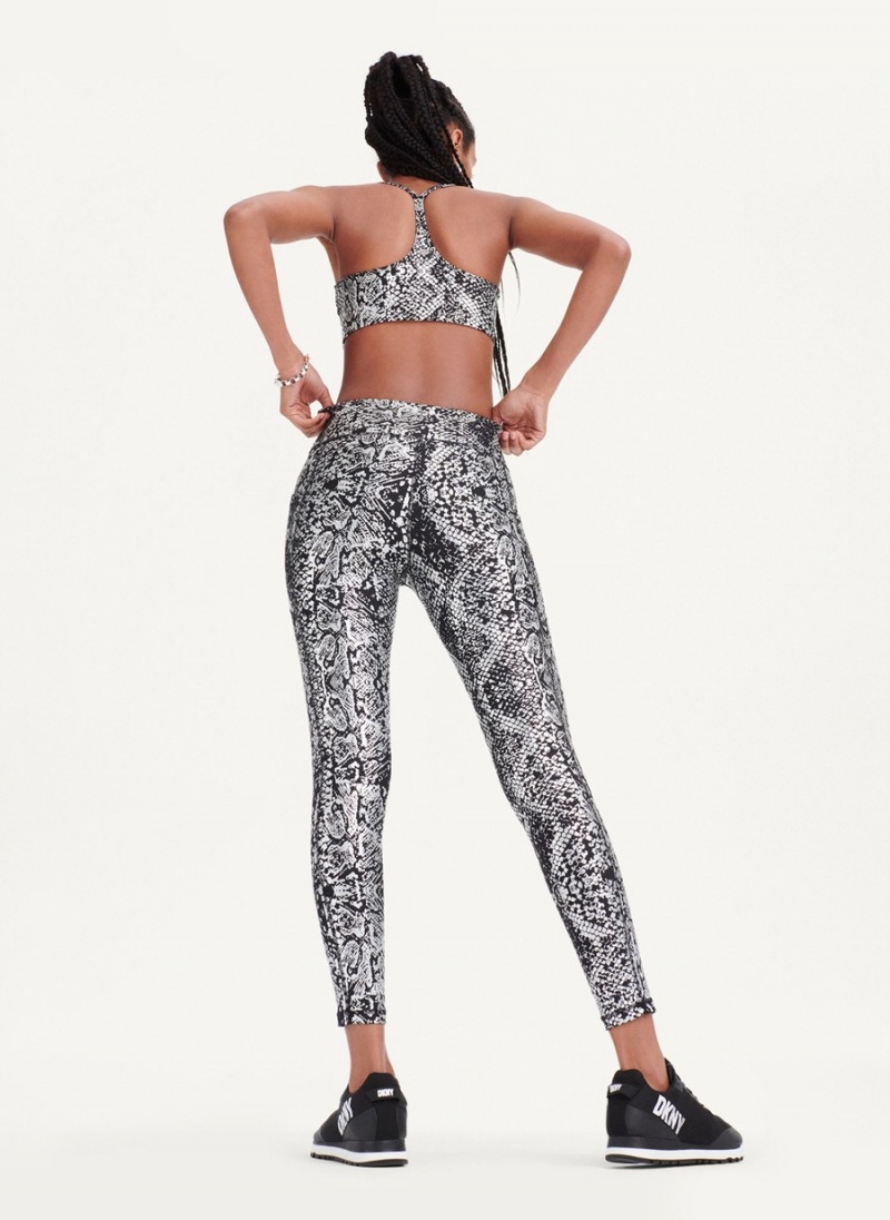 Women's Dkny High Waist Metallic Snake Print Leggings Black | H8071232