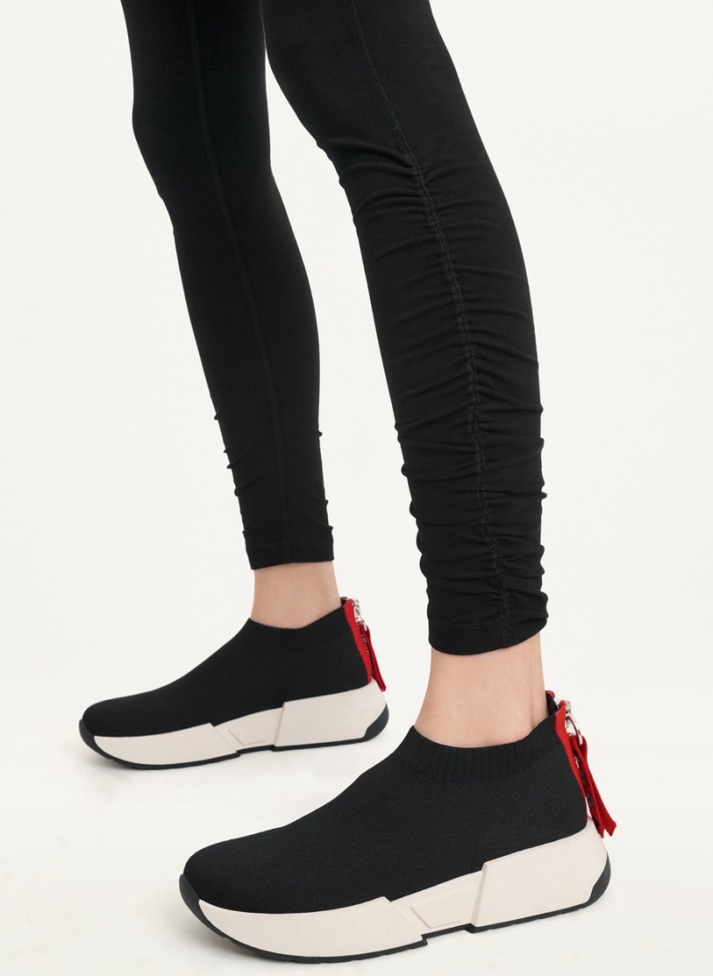 Women's Dkny High Waist With Ruched Details Leggings Black | C8394626