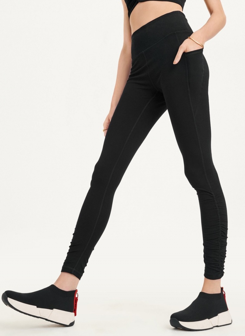 Women's Dkny High Waist With Ruched Details Leggings Black | C8394626