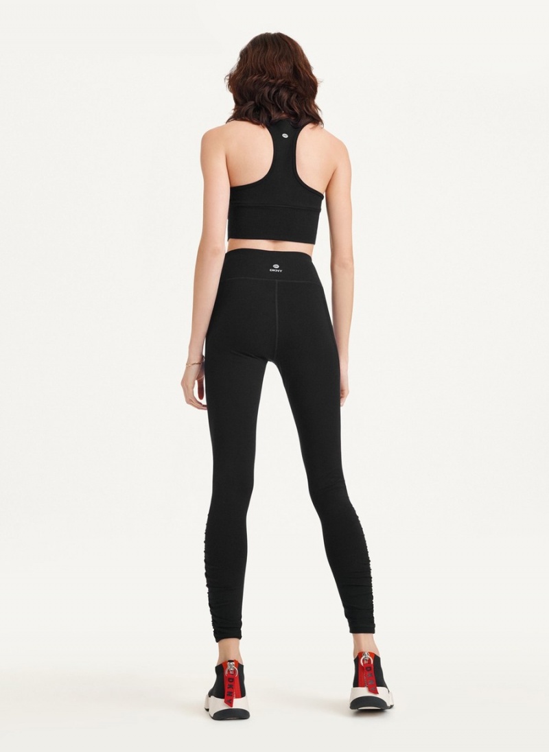 Women's Dkny High Waist With Ruched Details Leggings Black | C8394626