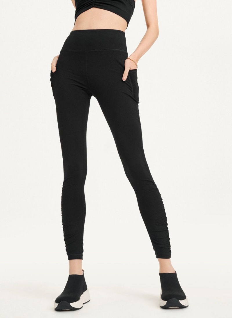 Women's Dkny High Waist With Ruched Details Leggings Black | C8394626