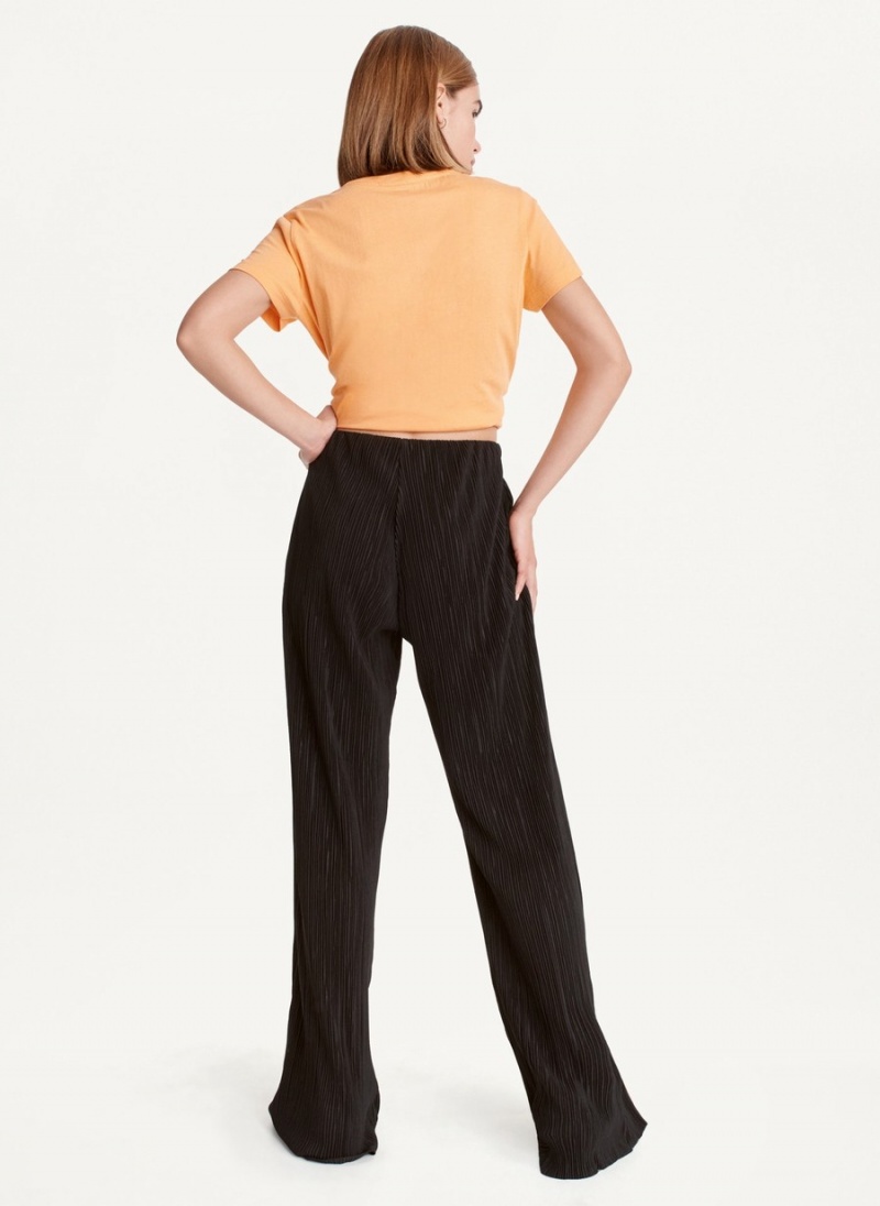 Women's Dkny High Waisted Pleated Flare Pants Black | T9422624