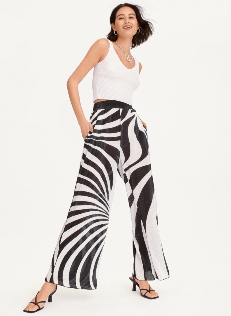 Women\'s Dkny High Waisted Pleated Flare Pants Black | M2379467