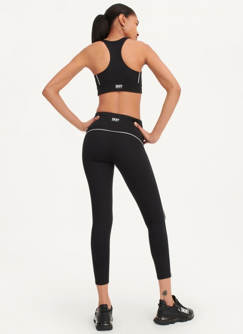Women's Dkny High Waisted with Logo Piping Leggings Black | Z0952081