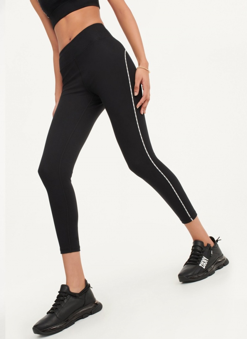 Women's Dkny High Waisted with Logo Piping Leggings Black | Z0952081