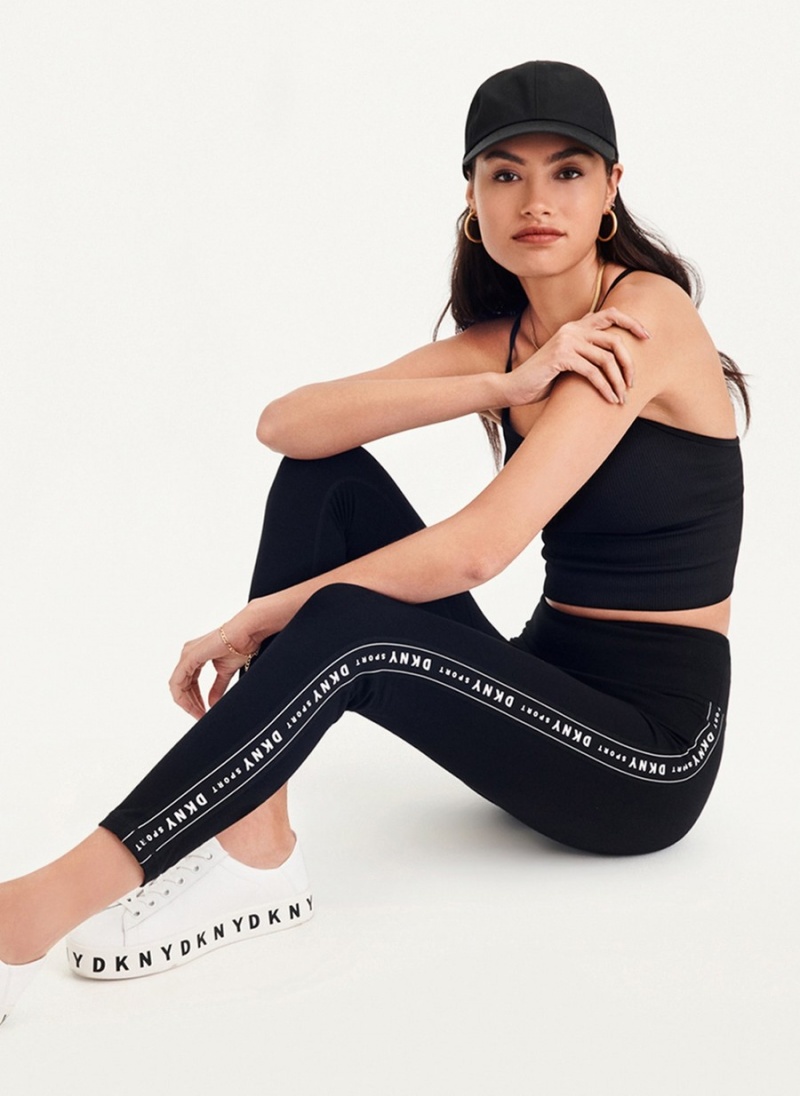 Women's Dkny High-waisted Logo Taping Leggings Black | X0175017